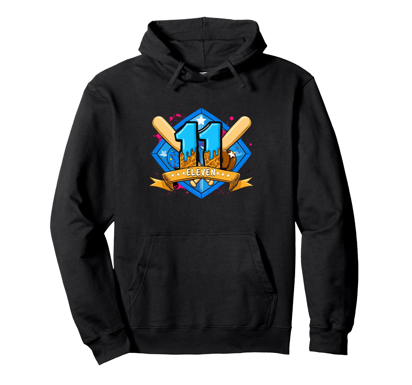 Baseball 11 Year Old Ice Cream Hoodie - Aesthetic Graphic for Adults - T-Shirt, Sweatshirt, Hoodie