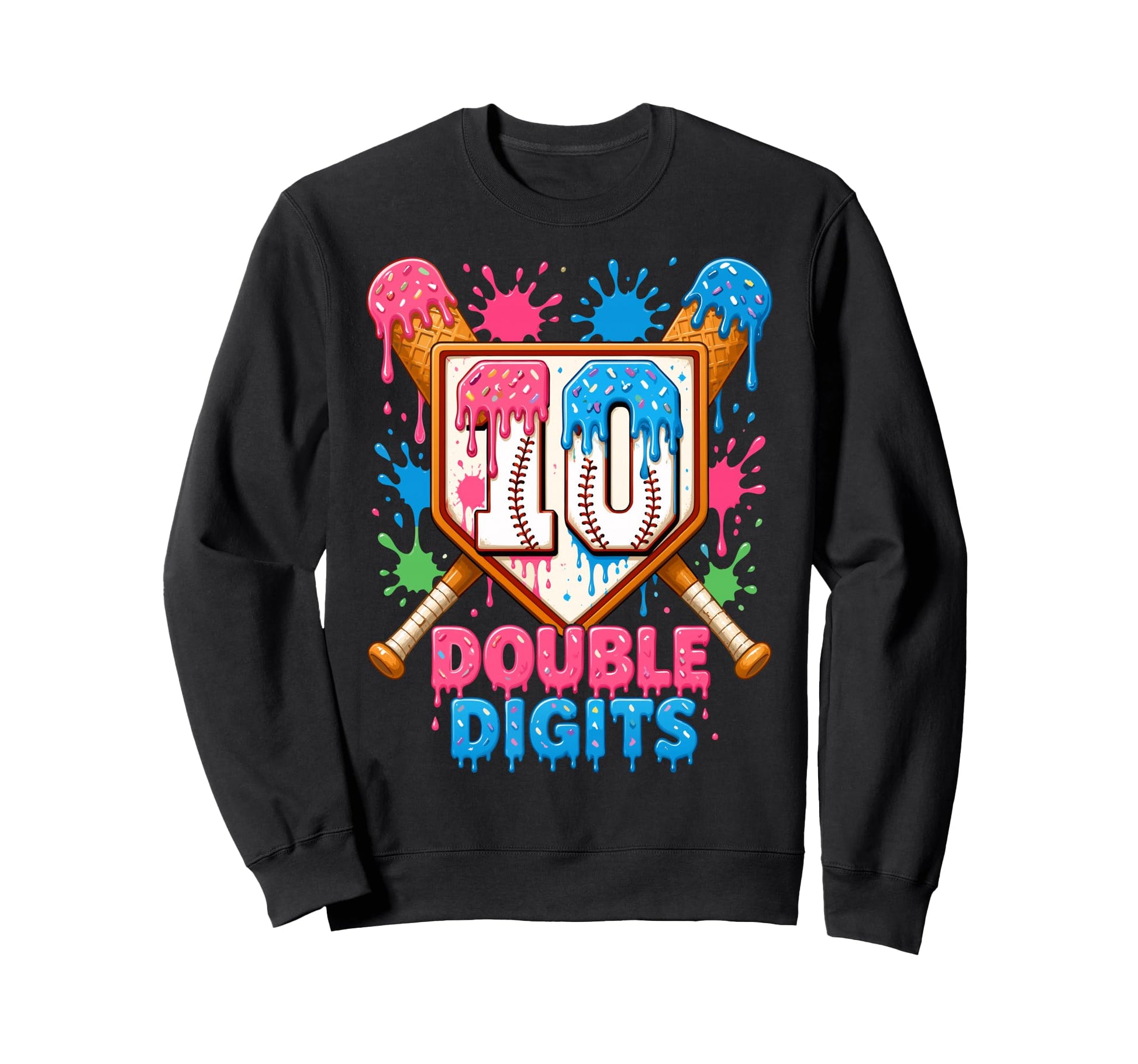 10Th Birthday Baseball Double Sweatshirt - Unique Graphic for Adults - T-Shirt, Sweatshirt, Hoodie