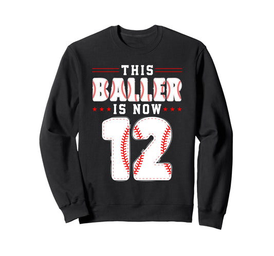 12Th Birthday Baseball Lover Sweatshirt - Casual Everyday Wear Men Women - T-Shirt, Sweatshirt, Hoodie