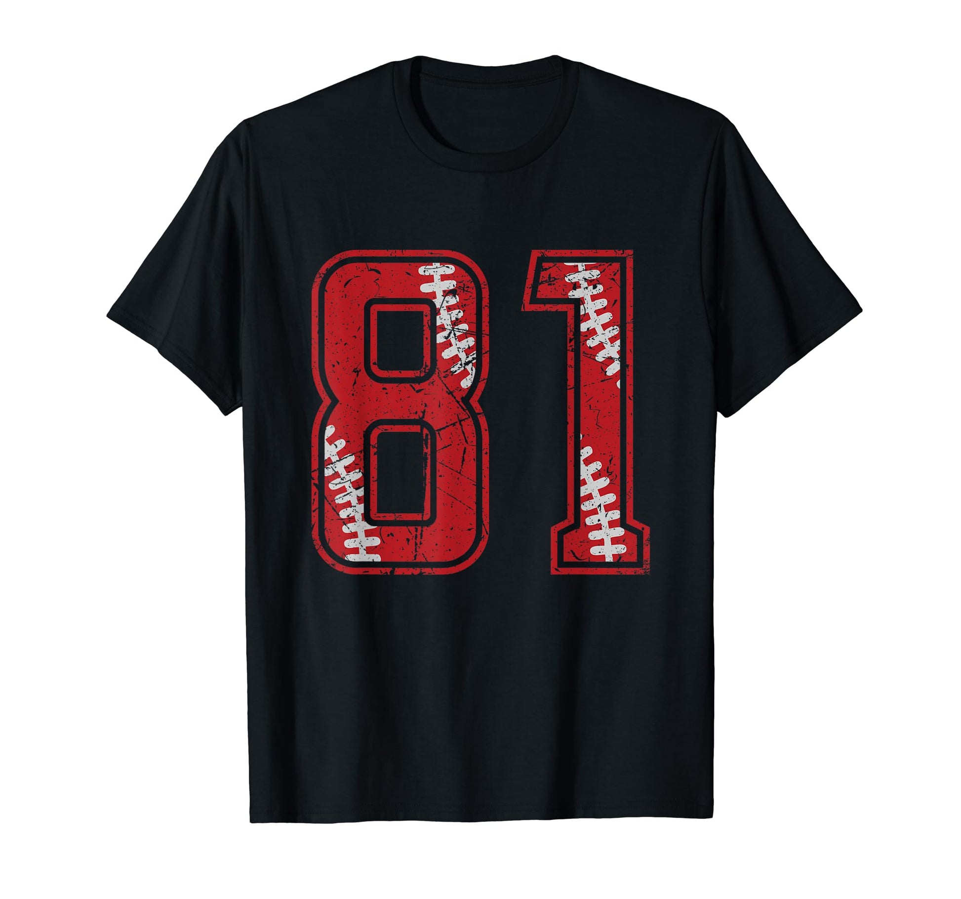 Number 81 Distressed Baseball T-Shirt - Casual Everyday Wear Men Women - T-Shirt, Sweatshirt, Hoodie
