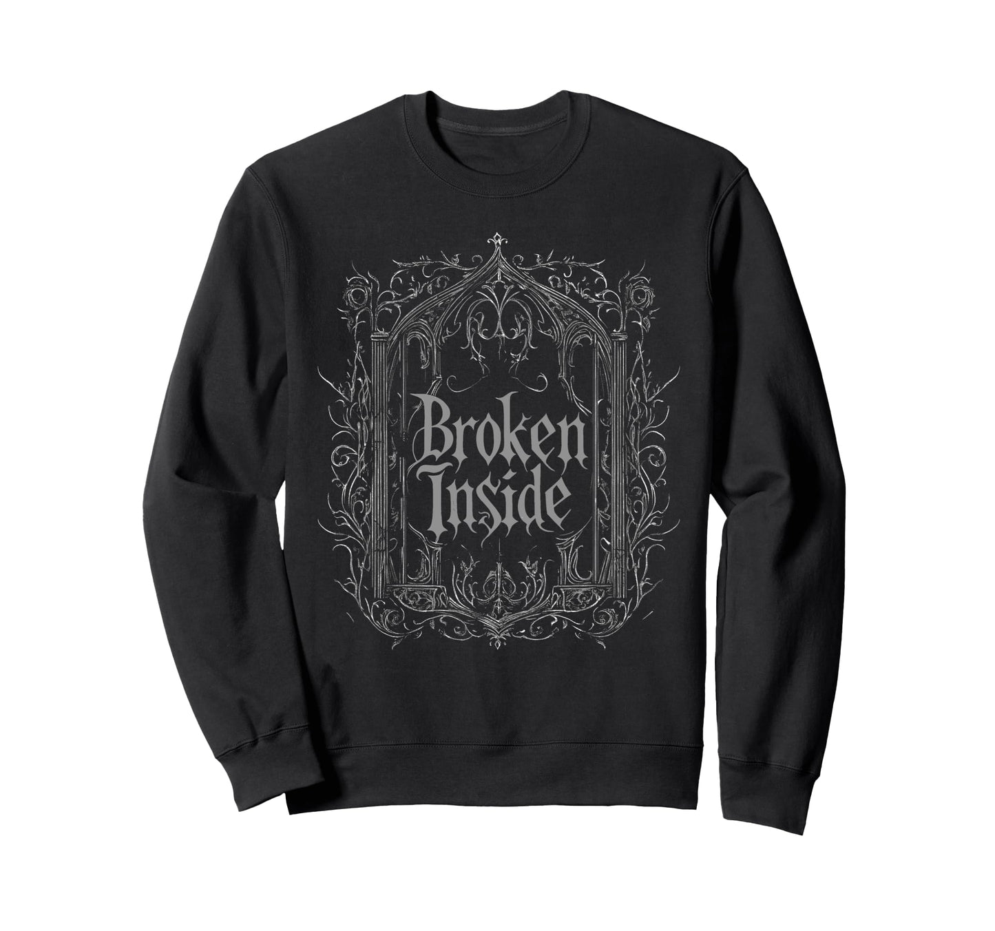 Broken Inside Y2K Emo Aesthetic Sweatshirt - Fun Novelty Design Men Women - T-Shirt, Sweatshirt, Hoodie