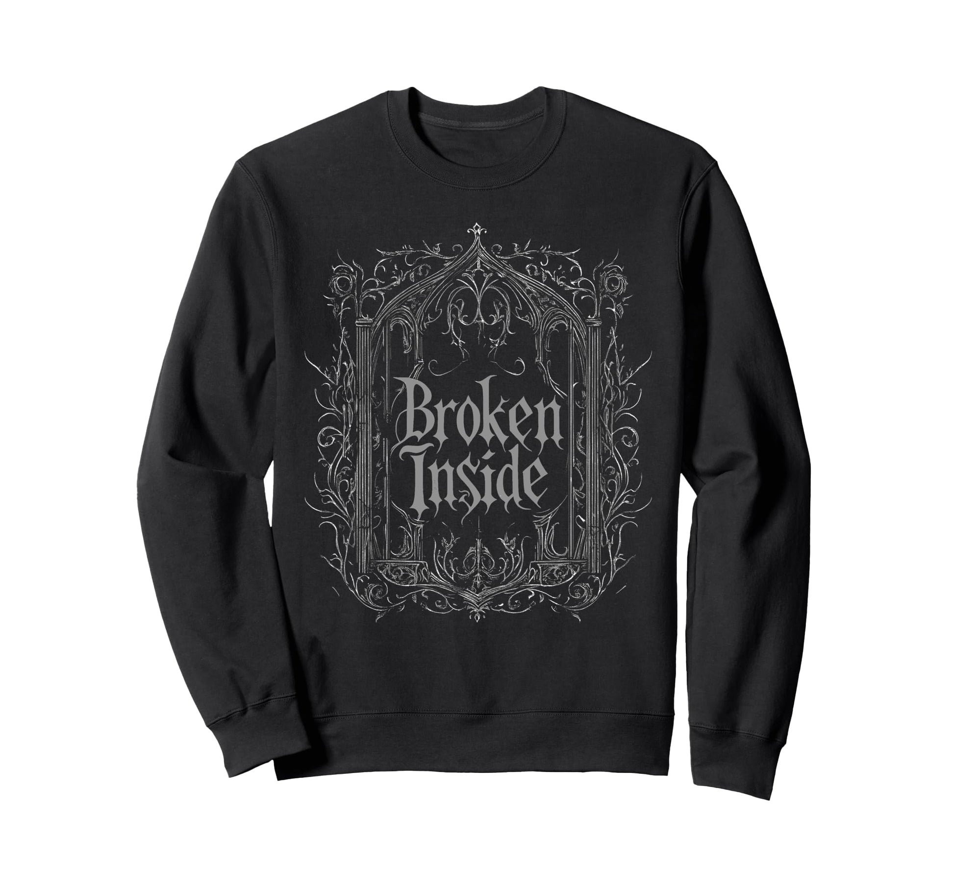 Broken Inside Y2K Emo Aesthetic Sweatshirt - Fun Novelty Design Men Women - T-Shirt, Sweatshirt, Hoodie