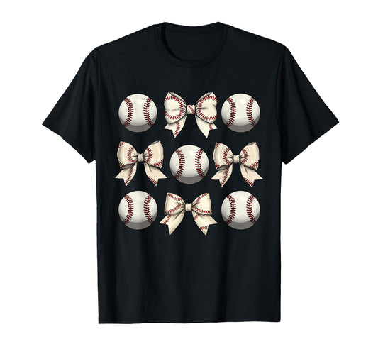 Baseball Coquette Bow Mothers Day T-Shirt - Minimalist Print Unisex - T-Shirt, Sweatshirt, Hoodie