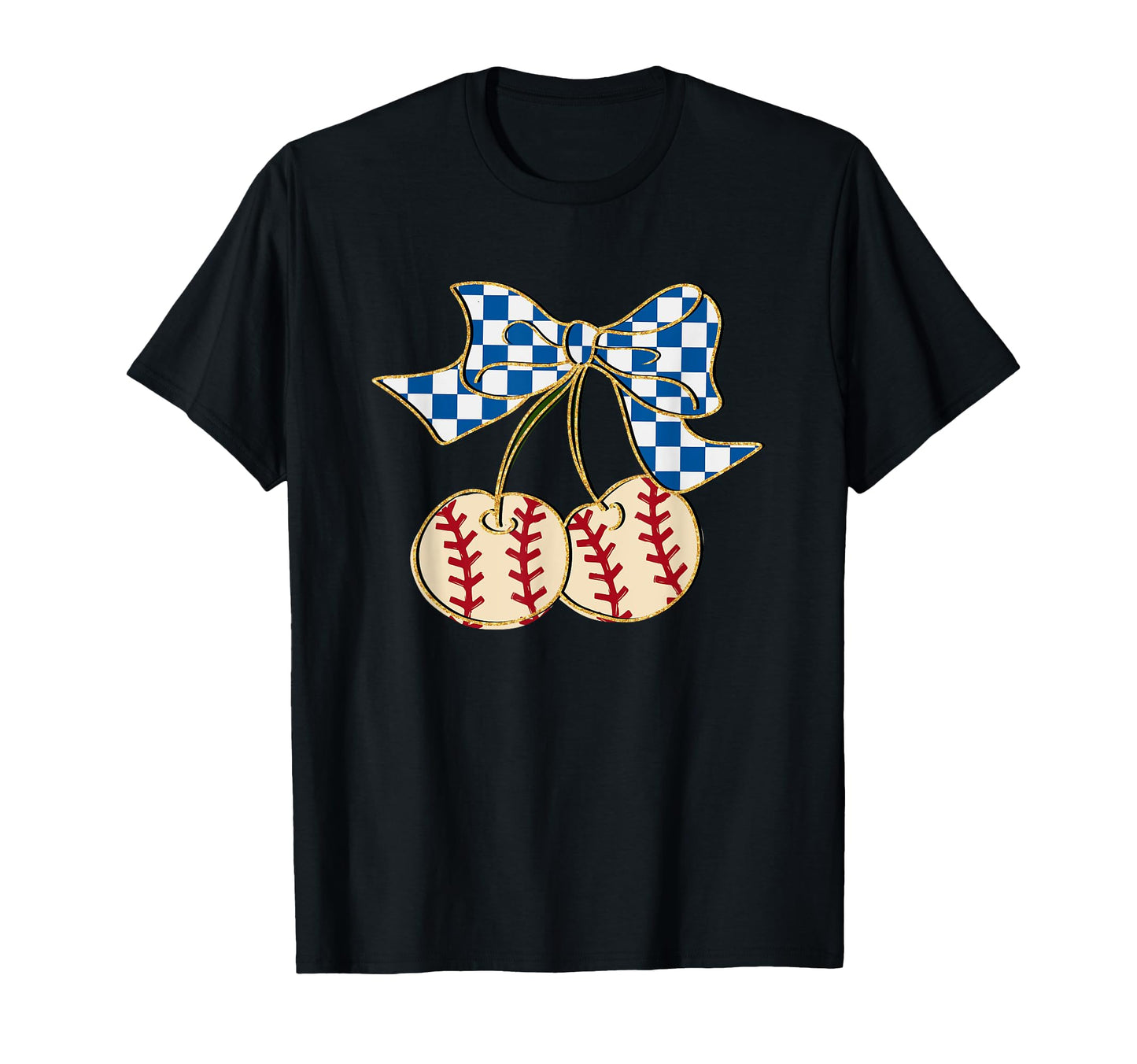 Baseball Cherry Gingham Bow Fun T-Shirt - Streetwear Style for Adults - T-Shirt, Sweatshirt, Hoodie