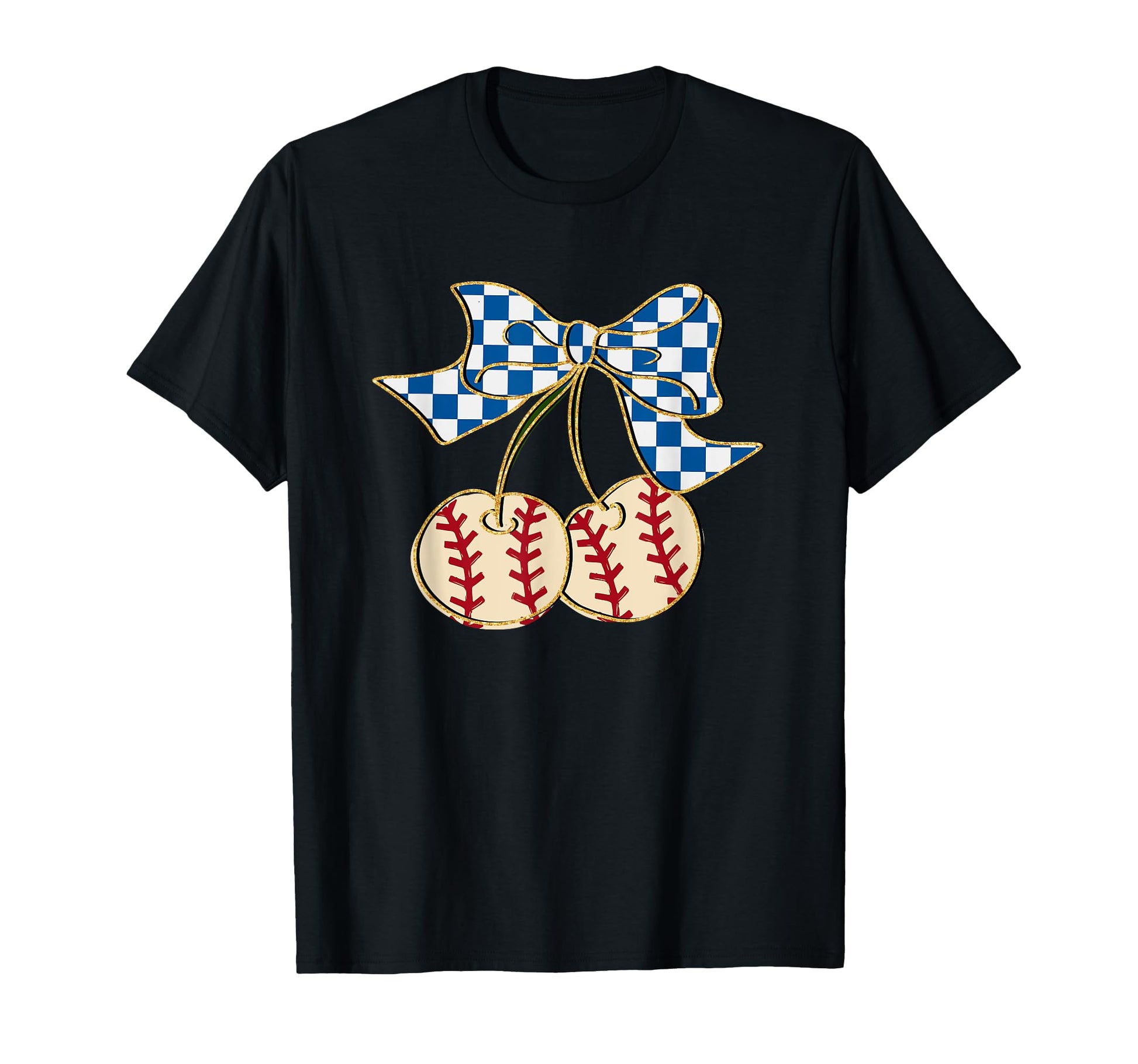Baseball Cherry Gingham Bow Fun T-Shirt - Streetwear Style for Adults - T-Shirt, Sweatshirt, Hoodie