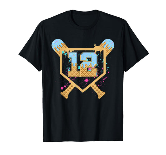 Baseball 12 Year Old Ice Cream T-Shirt - Fun Novelty Design for Adults - T-Shirt, Sweatshirt, Hoodie