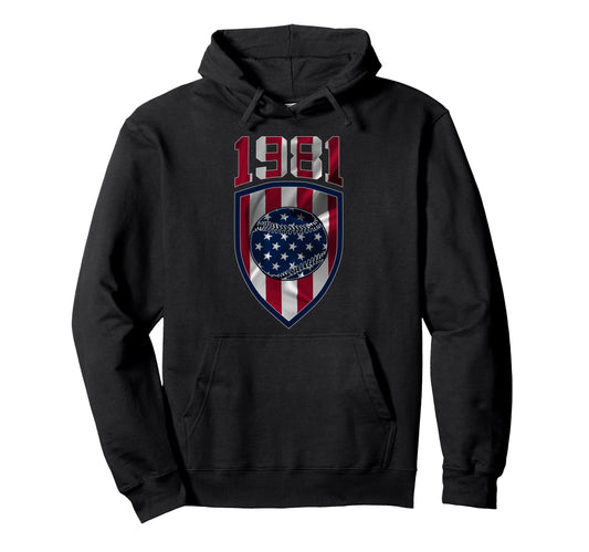 1981 Baseball 45Th Birthday Hoodie - Casual Everyday Wear for Adults - T-Shirt, Sweatshirt, Hoodie