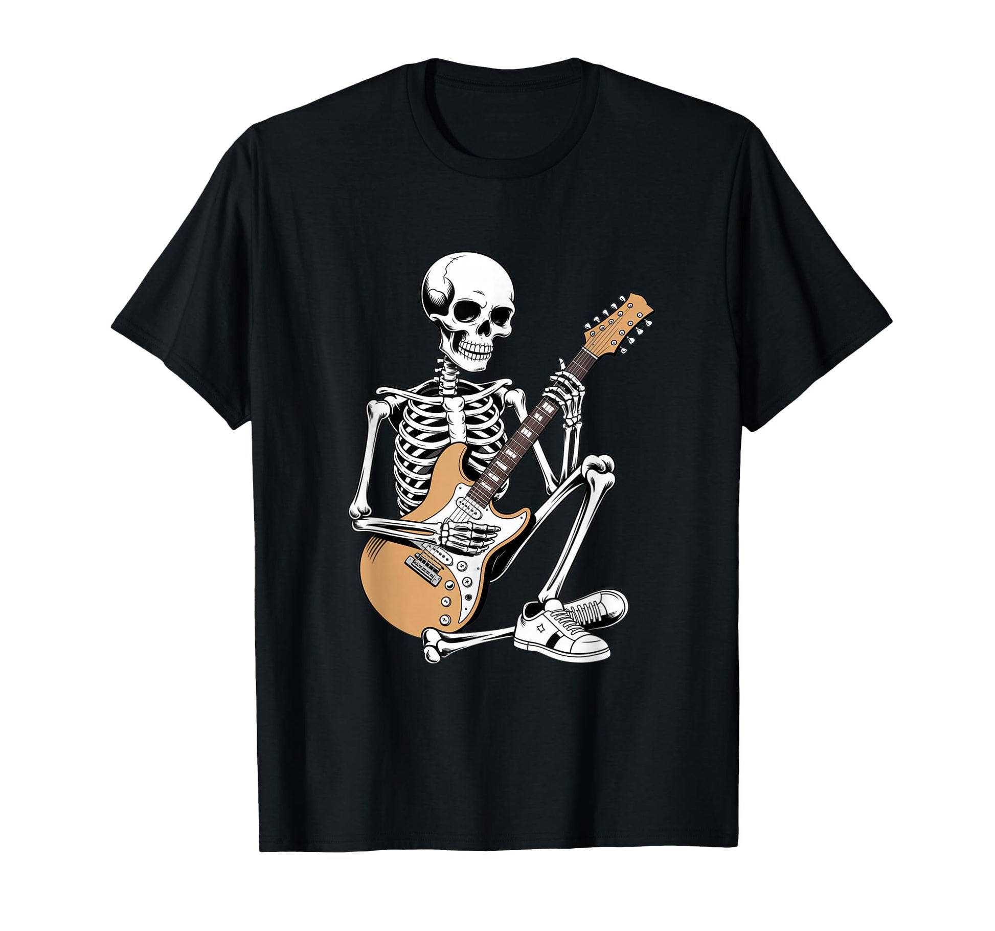 Rock Skeleton Playing Electric Guitar T-Shirt - Novelty Apparel Unisex - T-Shirt, Sweatshirt, Hoodie