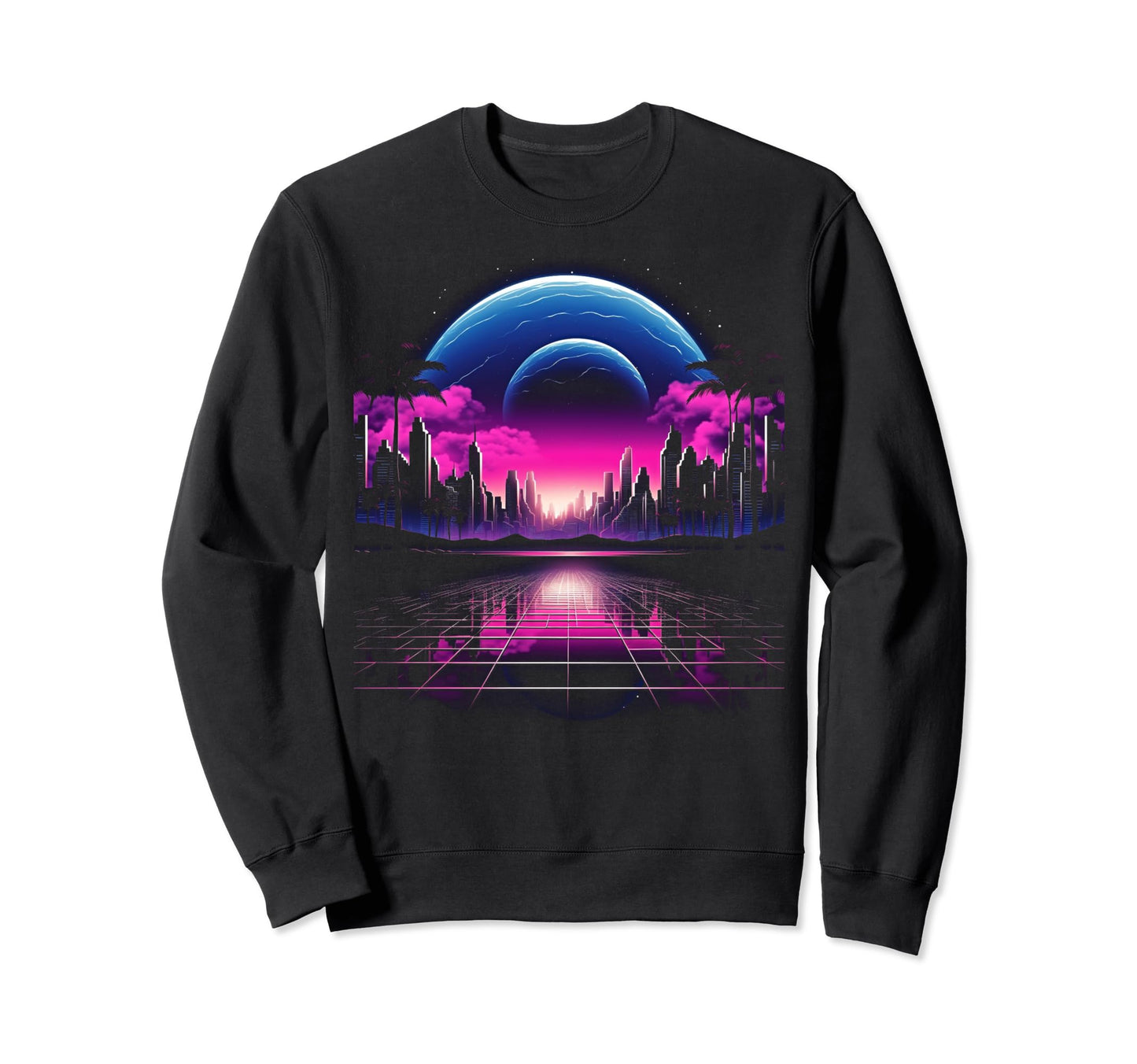 Vaporwave Cityscape 80S Synthwave 9 Sweatshirt - Fun Novelty Design Unisex - T-Shirt, Sweatshirt, Hoodie