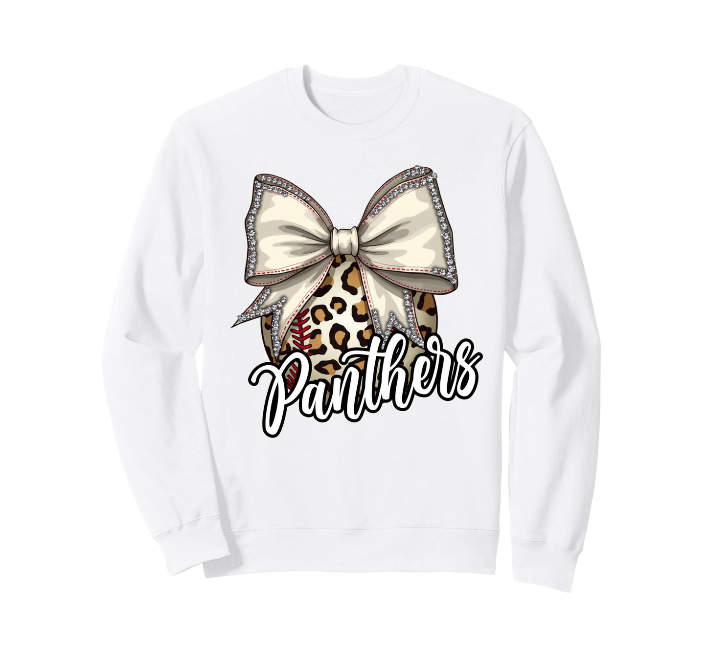 Panthers Baseball Leopard Coquette Sweatshirt - Trendy Graphic for Adults - T-Shirt, Sweatshirt, Hoodie