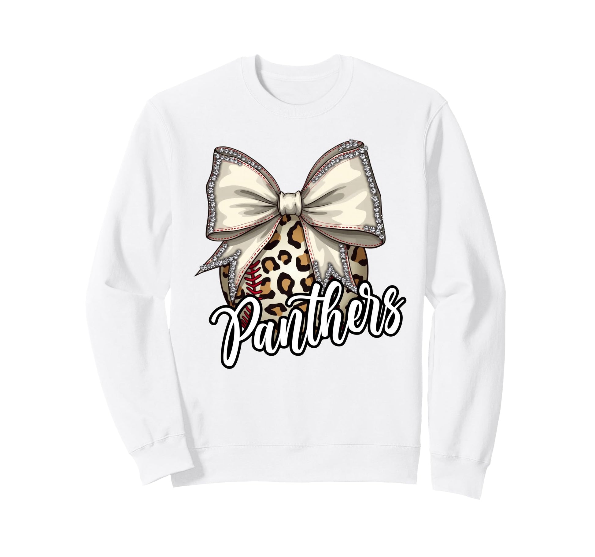 Panthers Baseball Leopard Coquette Sweatshirt - Trendy Graphic for Adults - T-Shirt, Sweatshirt, Hoodie