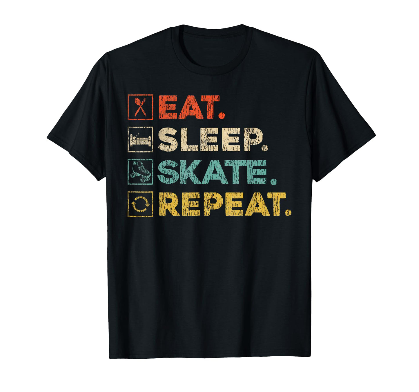 Roller Skating Skate 1970S Eat Sleep T-Shirt - Graphic Print Men Women - T-Shirt, Sweatshirt, Hoodie