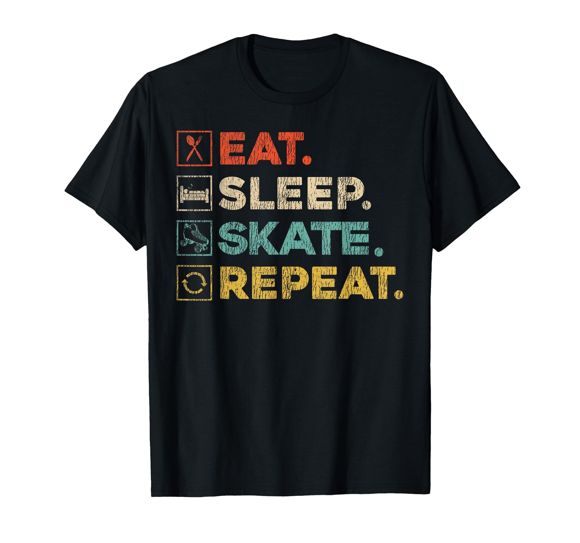 Roller Skating Skate 1970S Eat Sleep T-Shirt - Graphic Print Men Women - T-Shirt, Sweatshirt, Hoodie