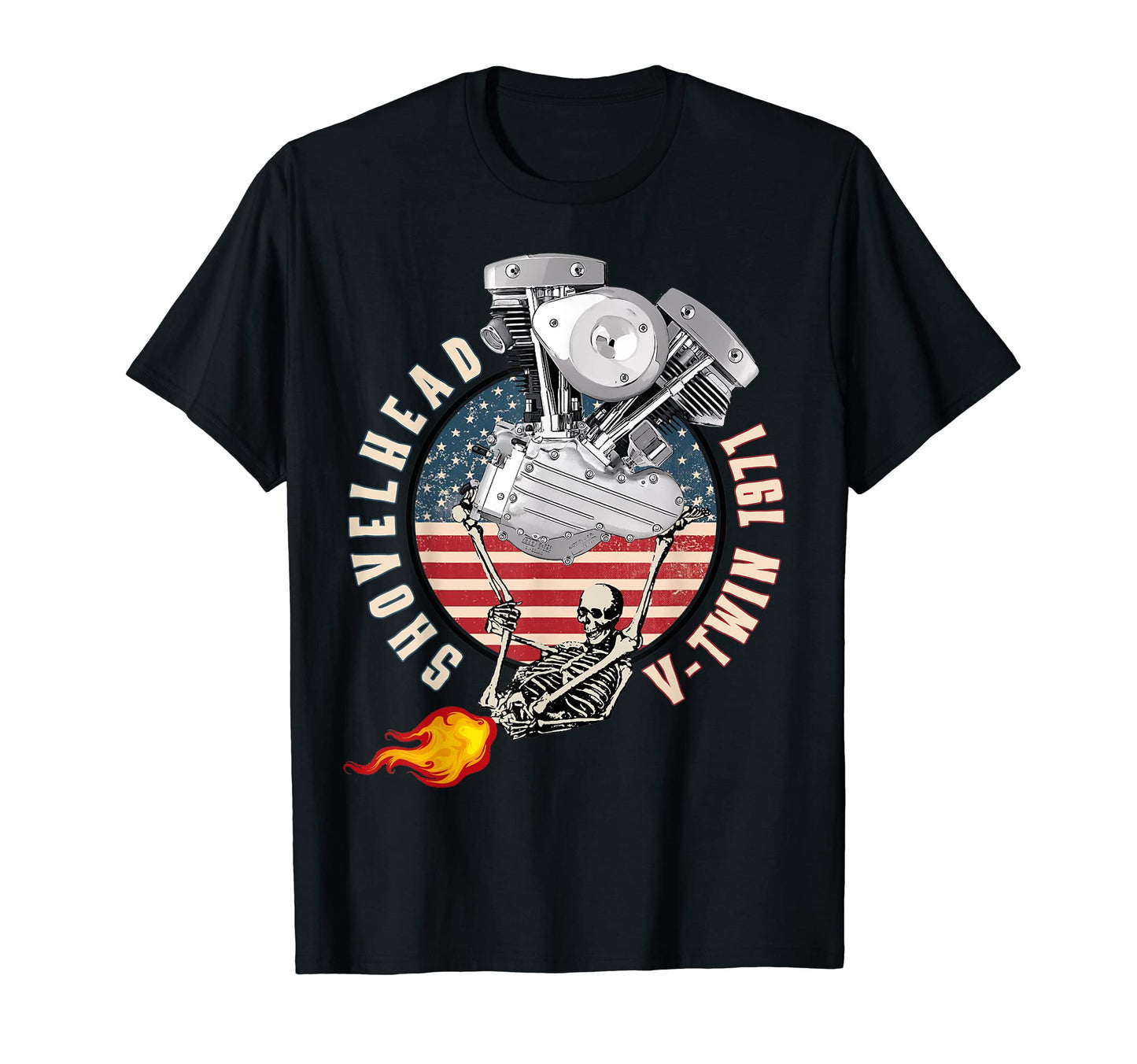 1971 Hd Shovelhead Vtwin Flame Farting T-Shirt - Unique Graphic for Adults - T-Shirt, Sweatshirt, Hoodie