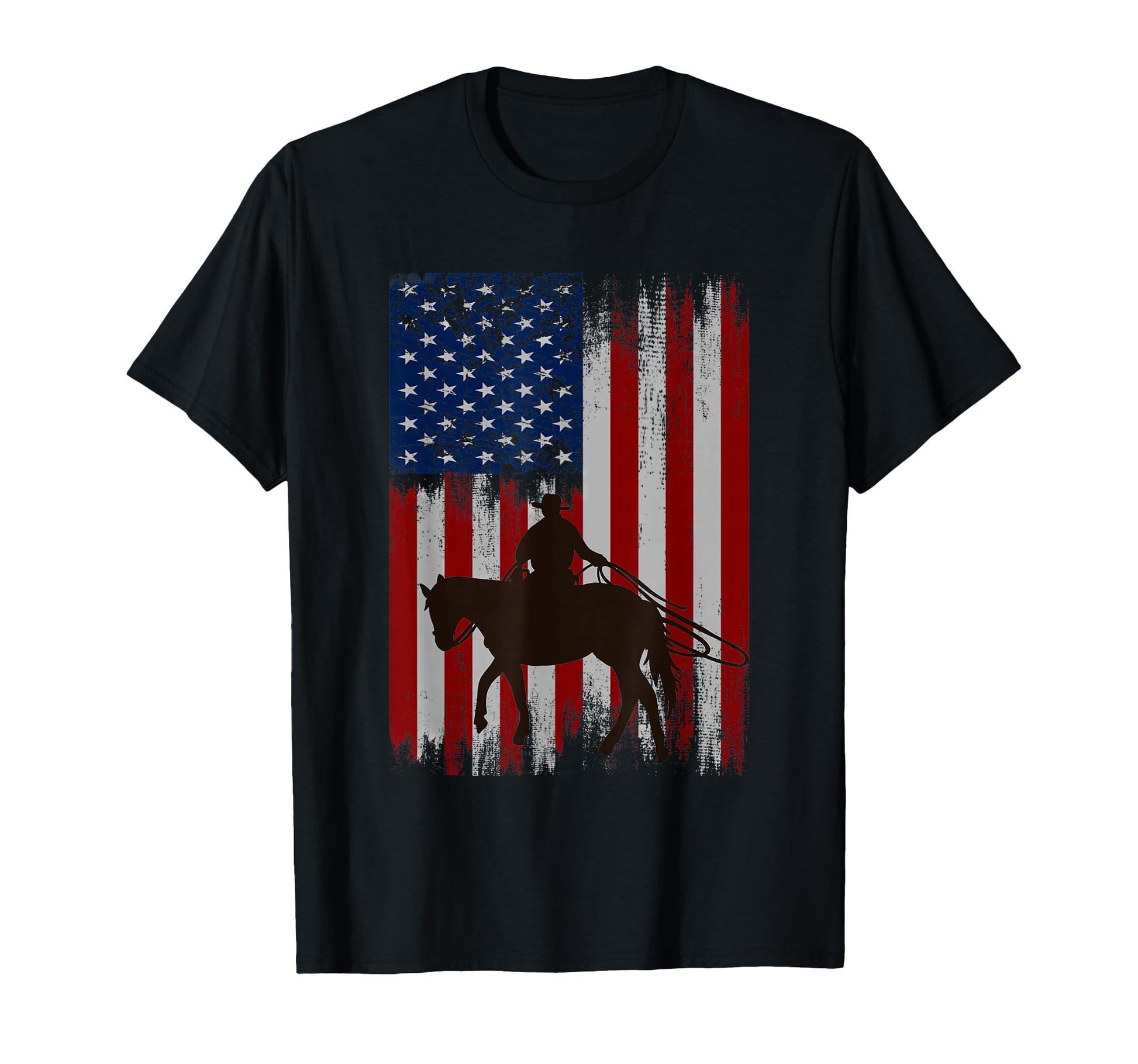 Usa Flag Cowboy Silhouette Horse Riding T-Shirt - Custom Art Print Unisex - T-Shirt, Sweatshirt, Hoodie