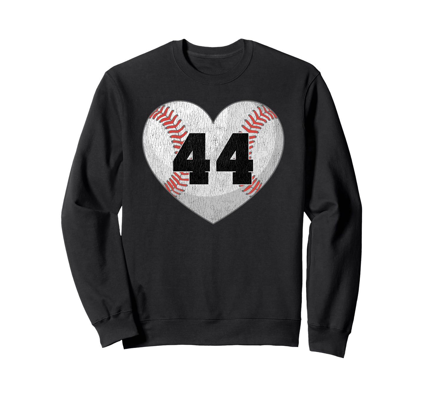 Baseball Number 44 Distressed Heart Sweatshirt - Minimalist Print Unisex - T-Shirt, Sweatshirt, Hoodie