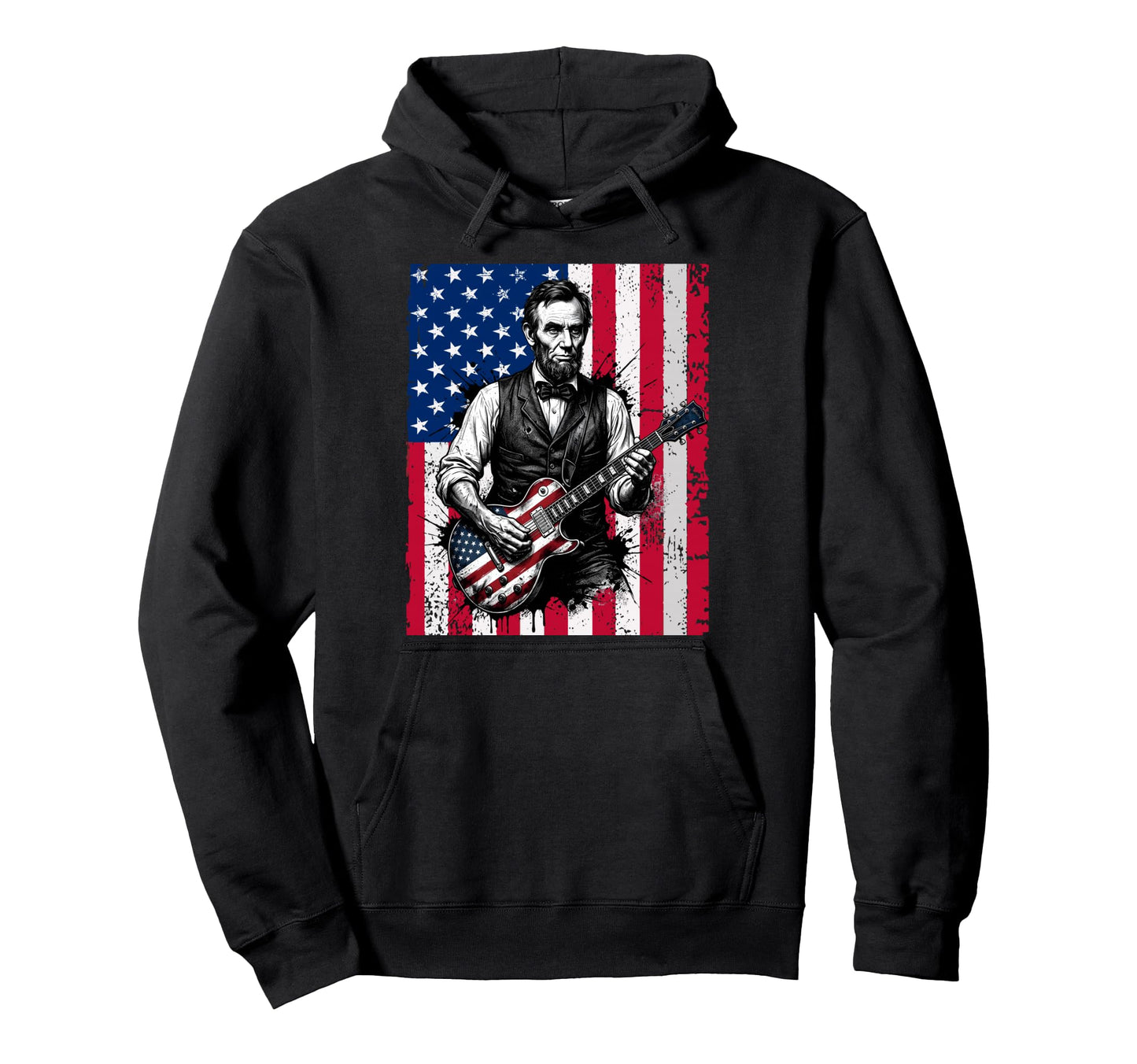 Funny Abraham Lincoln Playing Electric Hoodie - Trendy Graphic for Adults - T-Shirt, Sweatshirt, Hoodie