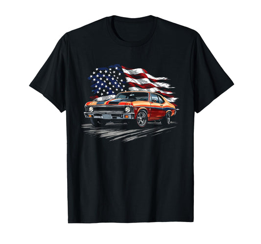 1968 1972 Nova Ss Muscle Car Patriotic T-Shirt - Graphic Print Unisex - T-Shirt, Sweatshirt, Hoodie