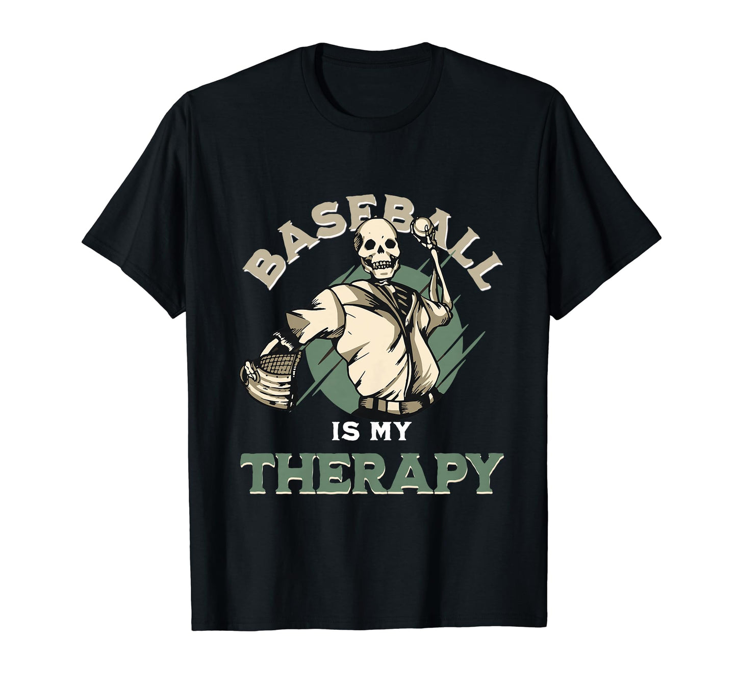 Skull Pitcher Baseball Therapy Funny T-Shirt - Streetwear Style for Adults - T-Shirt, Sweatshirt, Hoodie