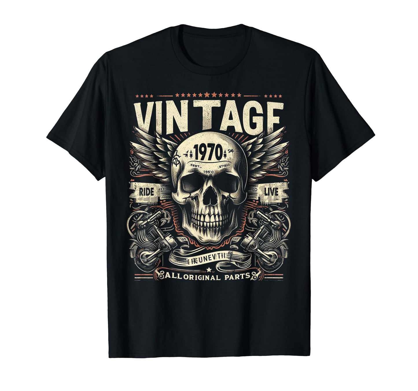 1970 Born 1970 Birthday Skull Biker T-Shirt - Trendy Graphic Unisex - T-Shirt, Sweatshirt, Hoodie