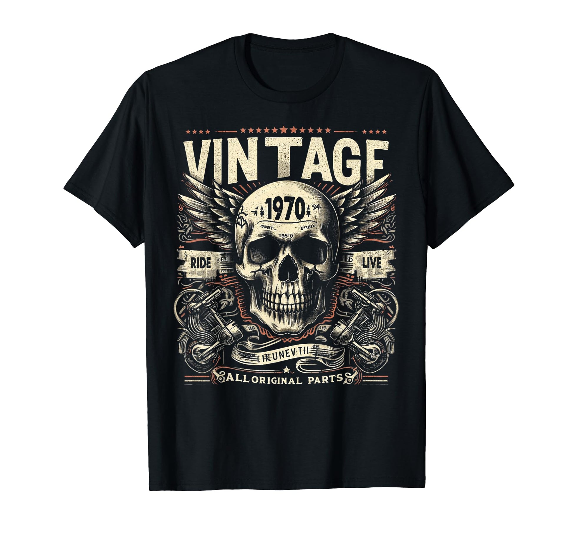 1970 Born 1970 Birthday Skull Biker T-Shirt - Trendy Graphic Unisex - T-Shirt, Sweatshirt, Hoodie