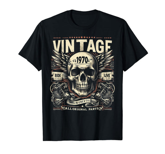 1970 Born 1970 Birthday Skull Biker T-Shirt - Trendy Graphic Unisex - T-Shirt, Sweatshirt, Hoodie