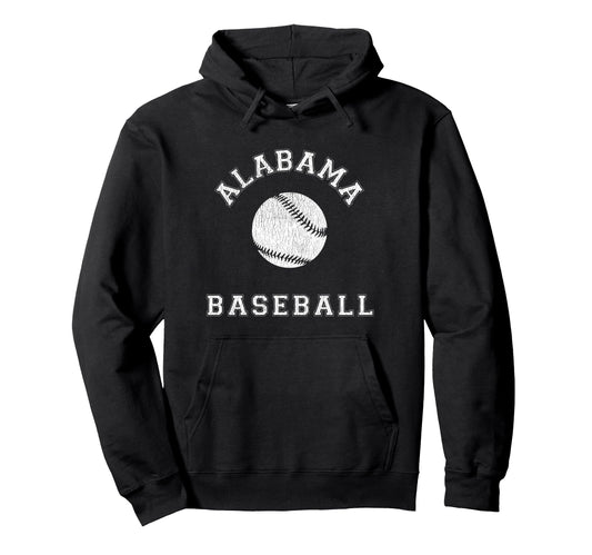 Alabama Baseball Distressed Hoodie - Aesthetic Graphic Unisex - T-Shirt, Sweatshirt, Hoodie