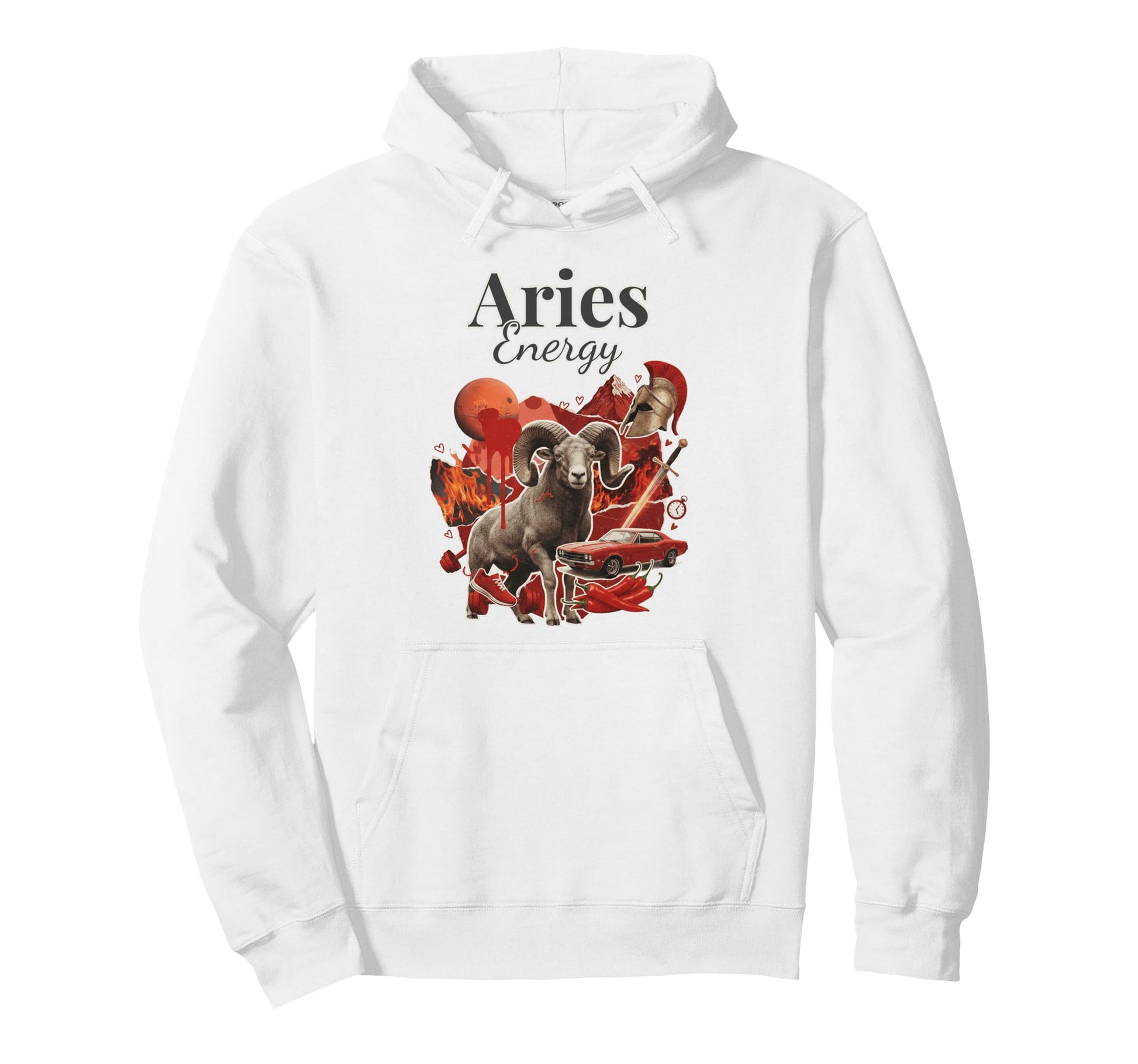 Aries Energy Zodiac Birthday Y2K Aesthetic Hoodie - Novelty Apparel Unisex - T-Shirt, Sweatshirt, Hoodie