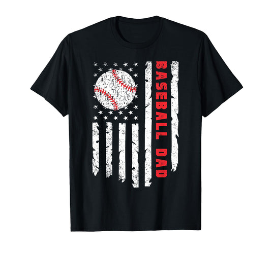 Baseball Dad Usa American Flag T-Shirt - Fun Novelty Design Men Women - T-Shirt, Sweatshirt, Hoodie