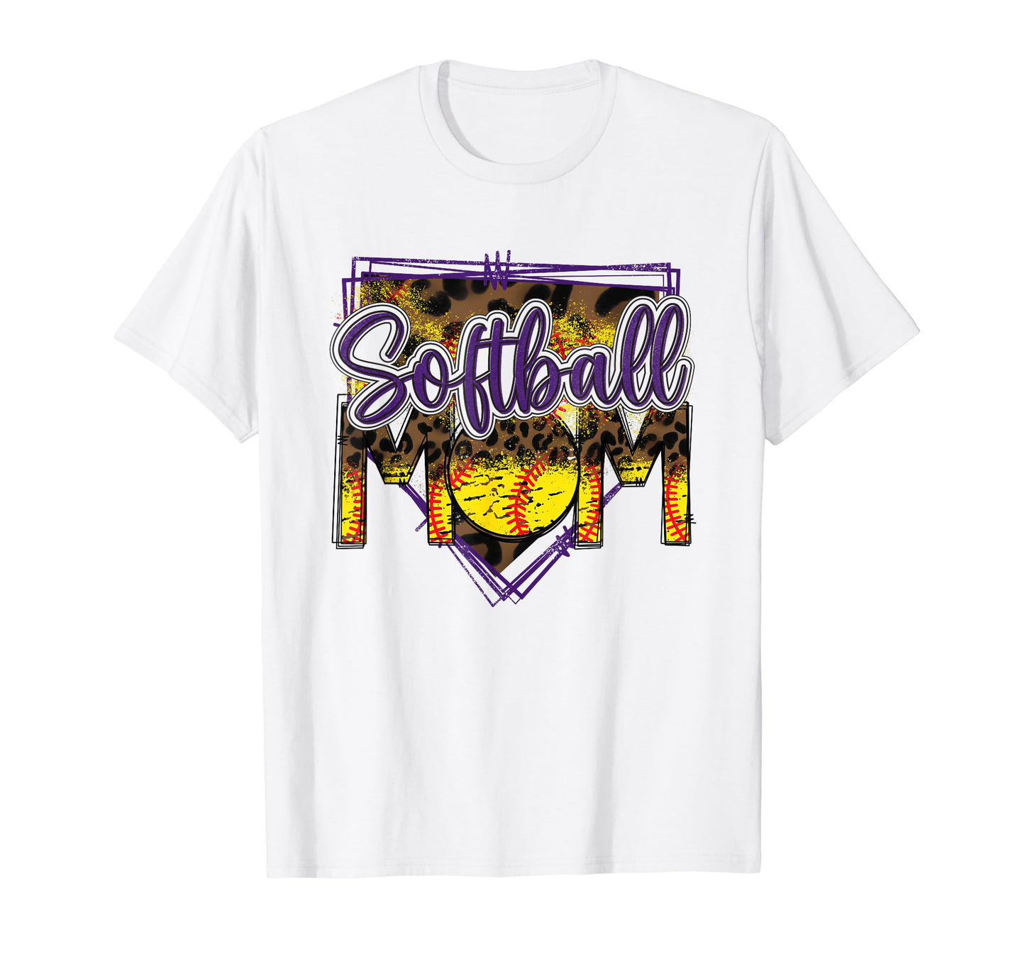 Softball Mom Leopard Funny Softball T-Shirt - Fun Novelty Design Men Women - T-Shirt, Sweatshirt, Hoodie