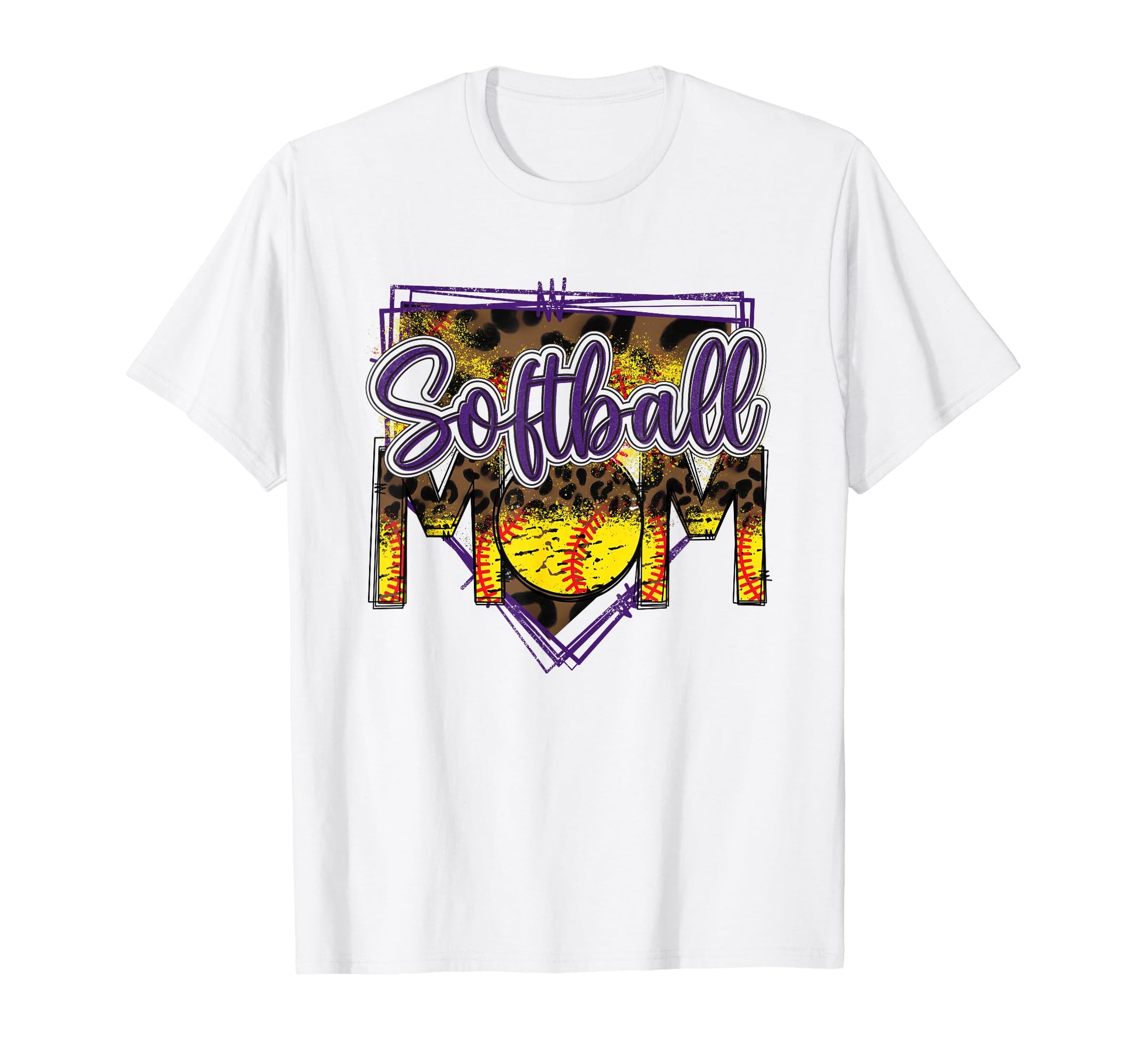 Softball Mom Leopard Funny Softball T-Shirt - Fun Novelty Design Men Women - T-Shirt, Sweatshirt, Hoodie