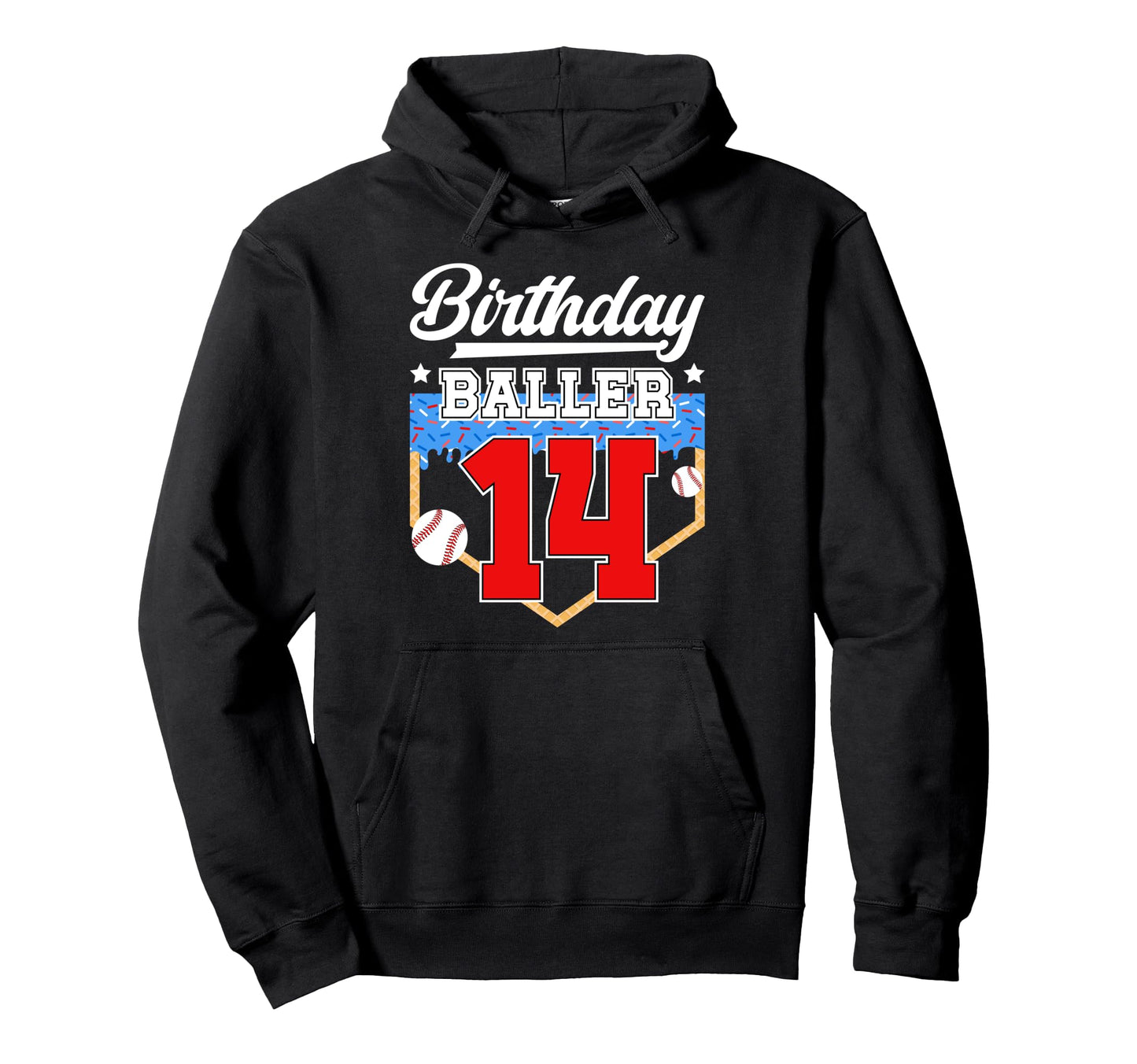 14Th Baseball Birthday 14 Year Old Hoodie - Novelty Apparel Men Women - T-Shirt, Sweatshirt, Hoodie
