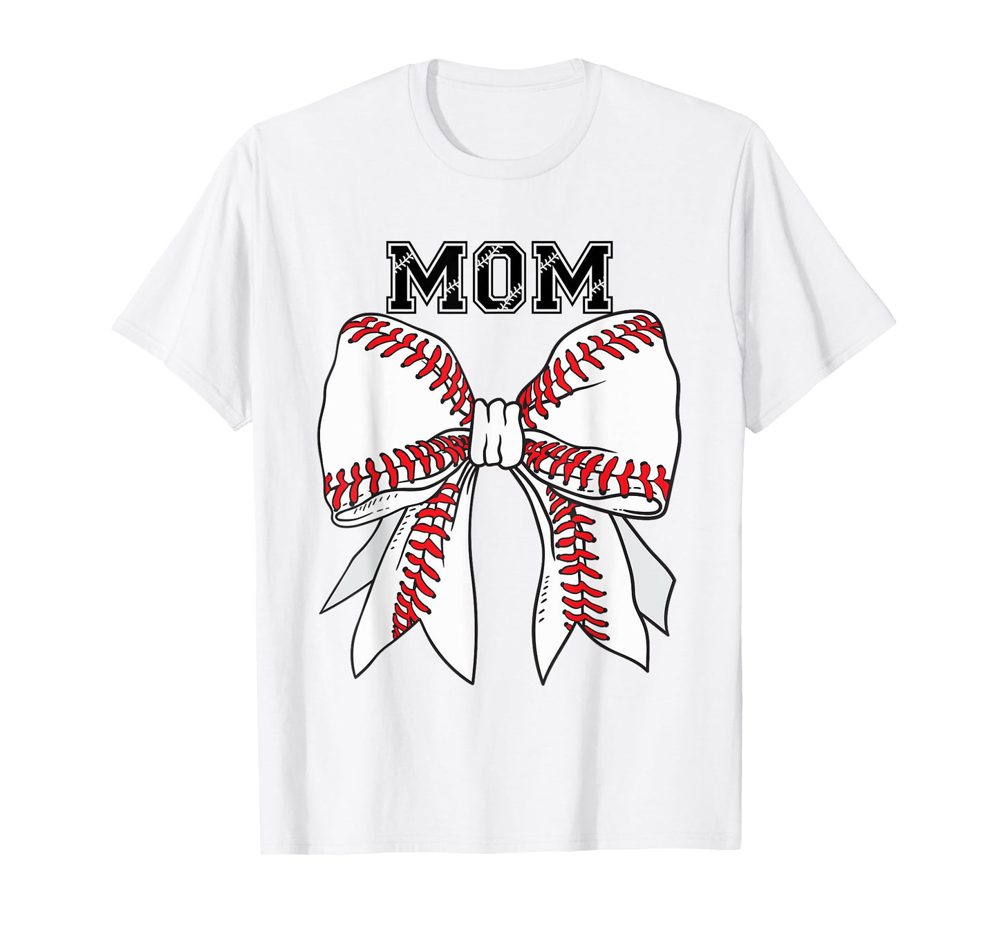 Baseball And Softball Mom Bow T-Shirt - Novelty Apparel for Adults - T-Shirt, Sweatshirt, Hoodie