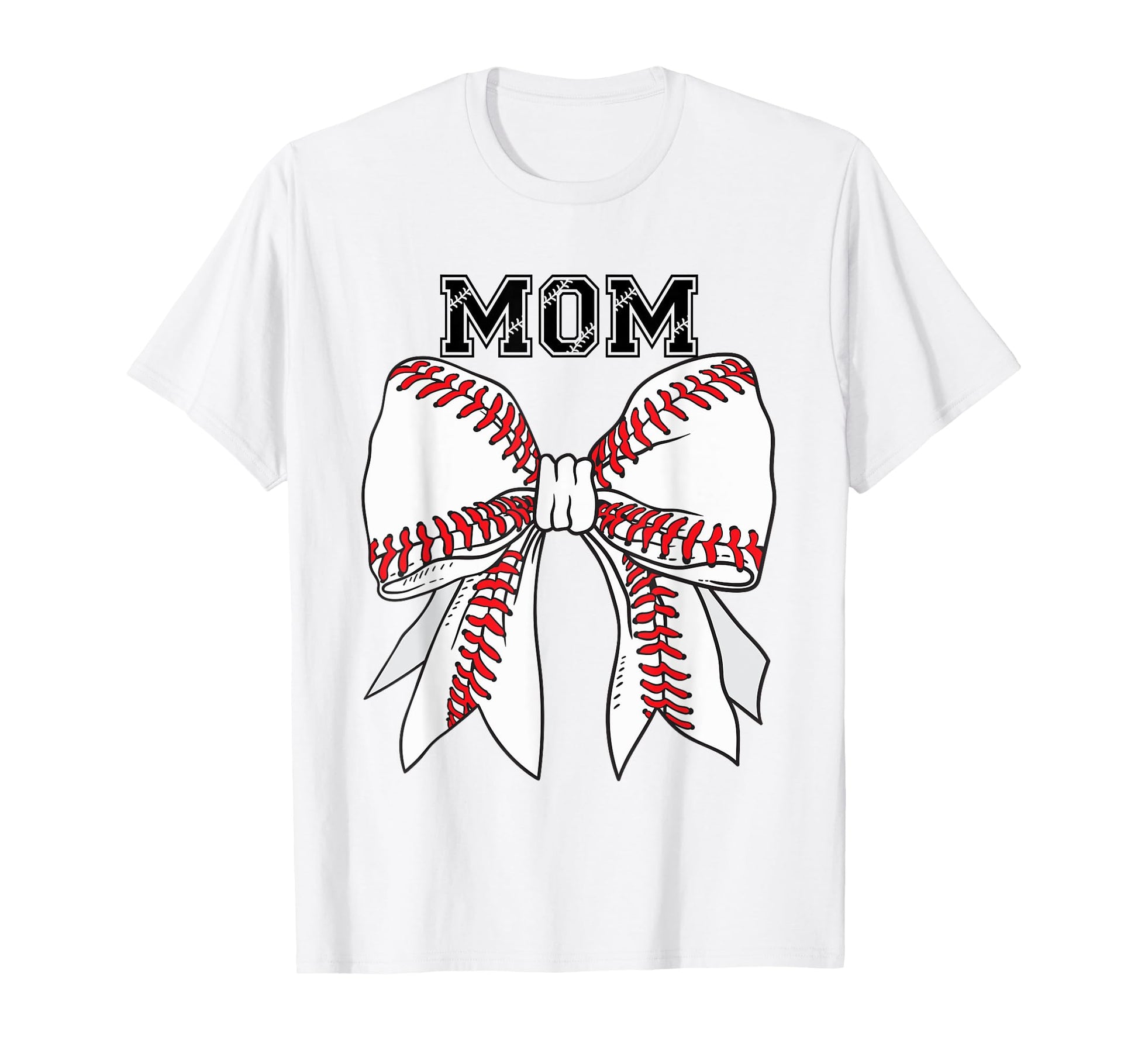Baseball And Softball Mom Bow T-Shirt - Novelty Apparel for Adults - T-Shirt, Sweatshirt, Hoodie