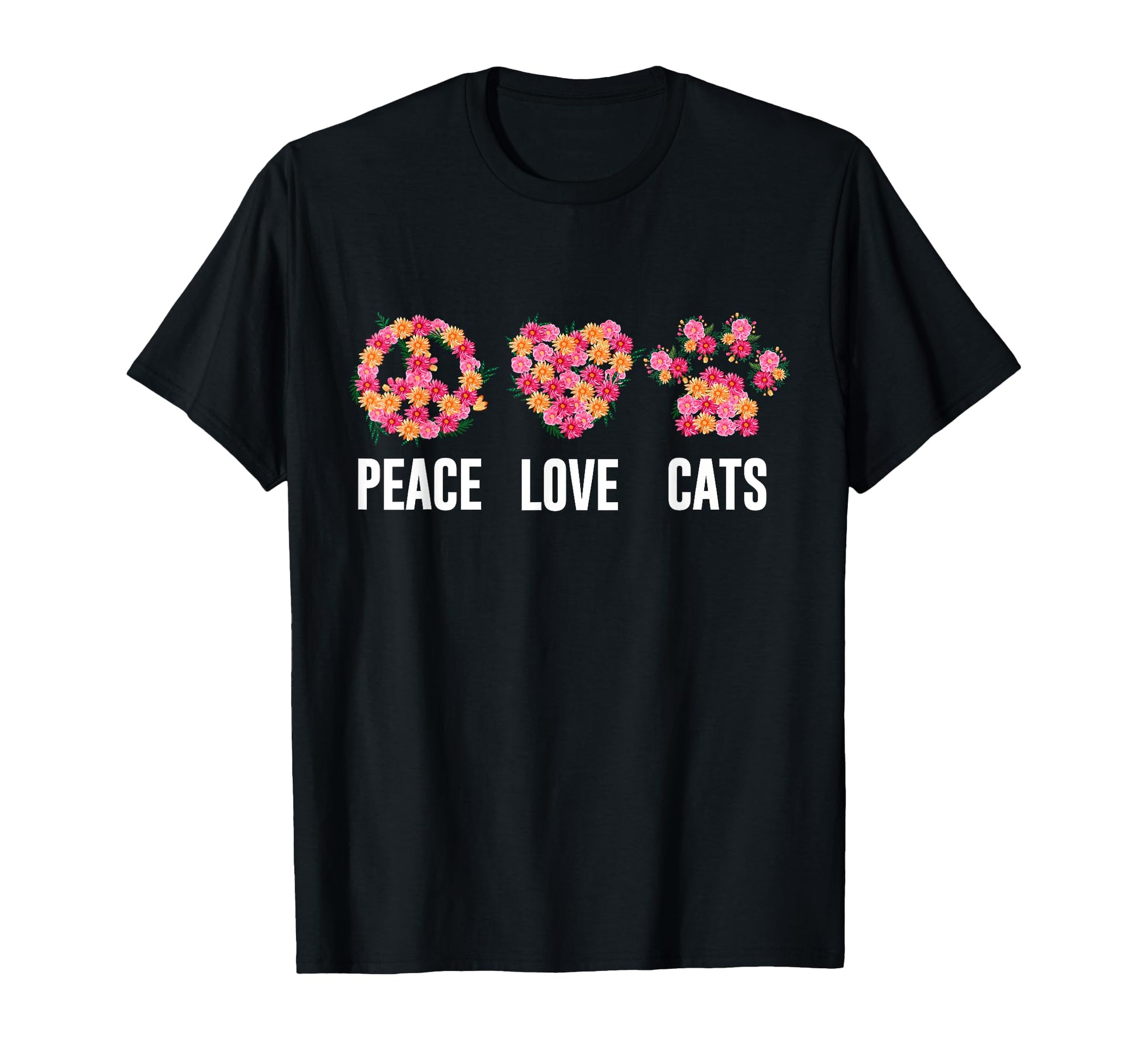 Peace Love Cat 60S 70S Hippie Cat Mom T-Shirt - Novelty Apparel Unisex - T-Shirt, Sweatshirt, Hoodie