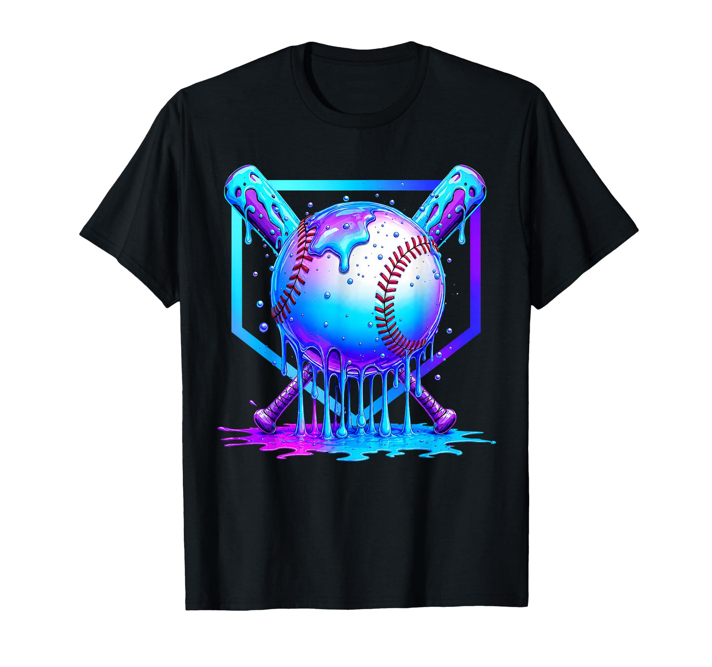 Baseball Drip Ice Cream Blue Cosmic T-Shirt - Trendy Graphic for Adults - T-Shirt, Sweatshirt, Hoodie