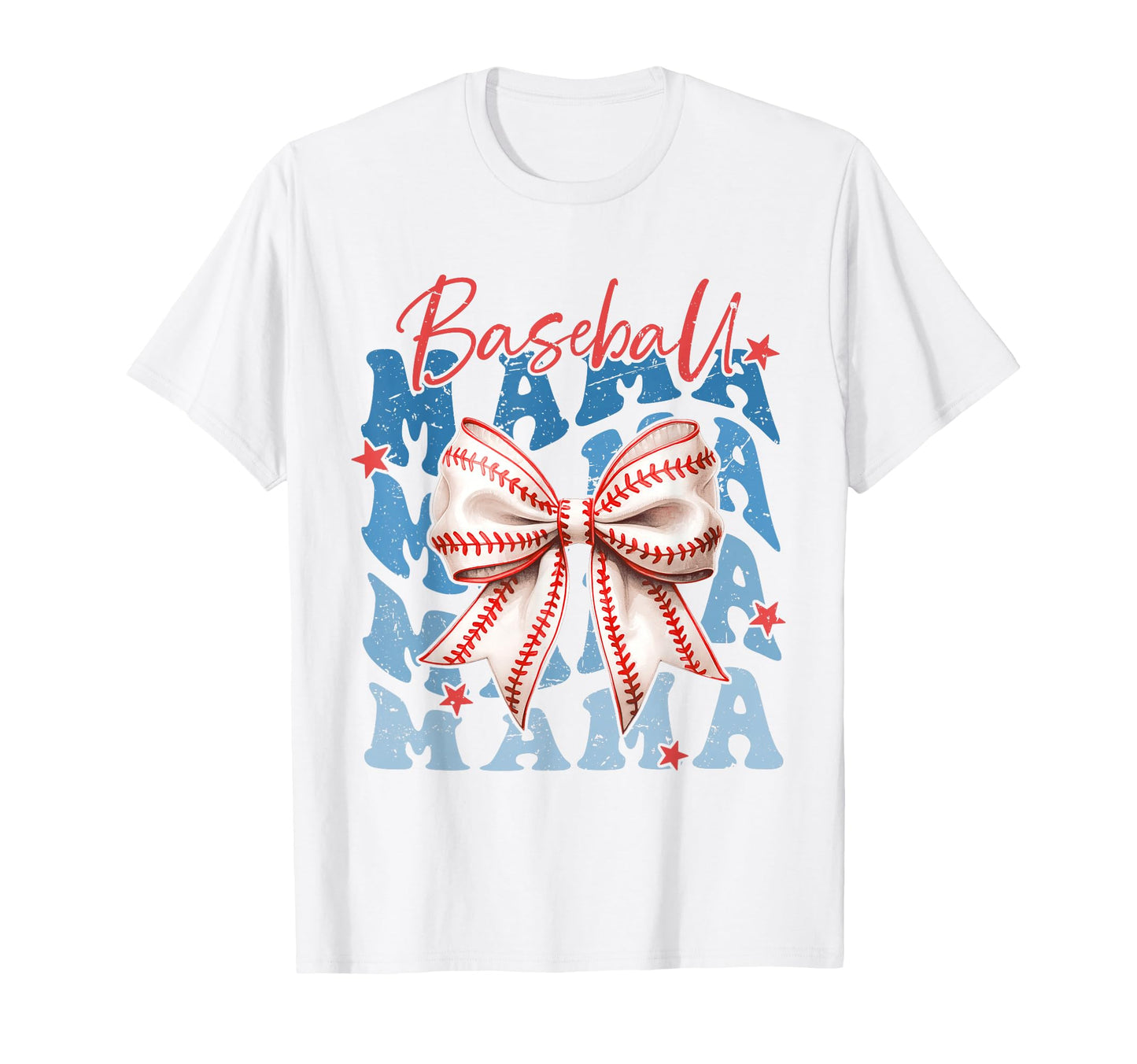 Baseball Mama Bow Stitches Sports T-Shirt - Fun Novelty Design for Adults - T-Shirt, Sweatshirt, Hoodie