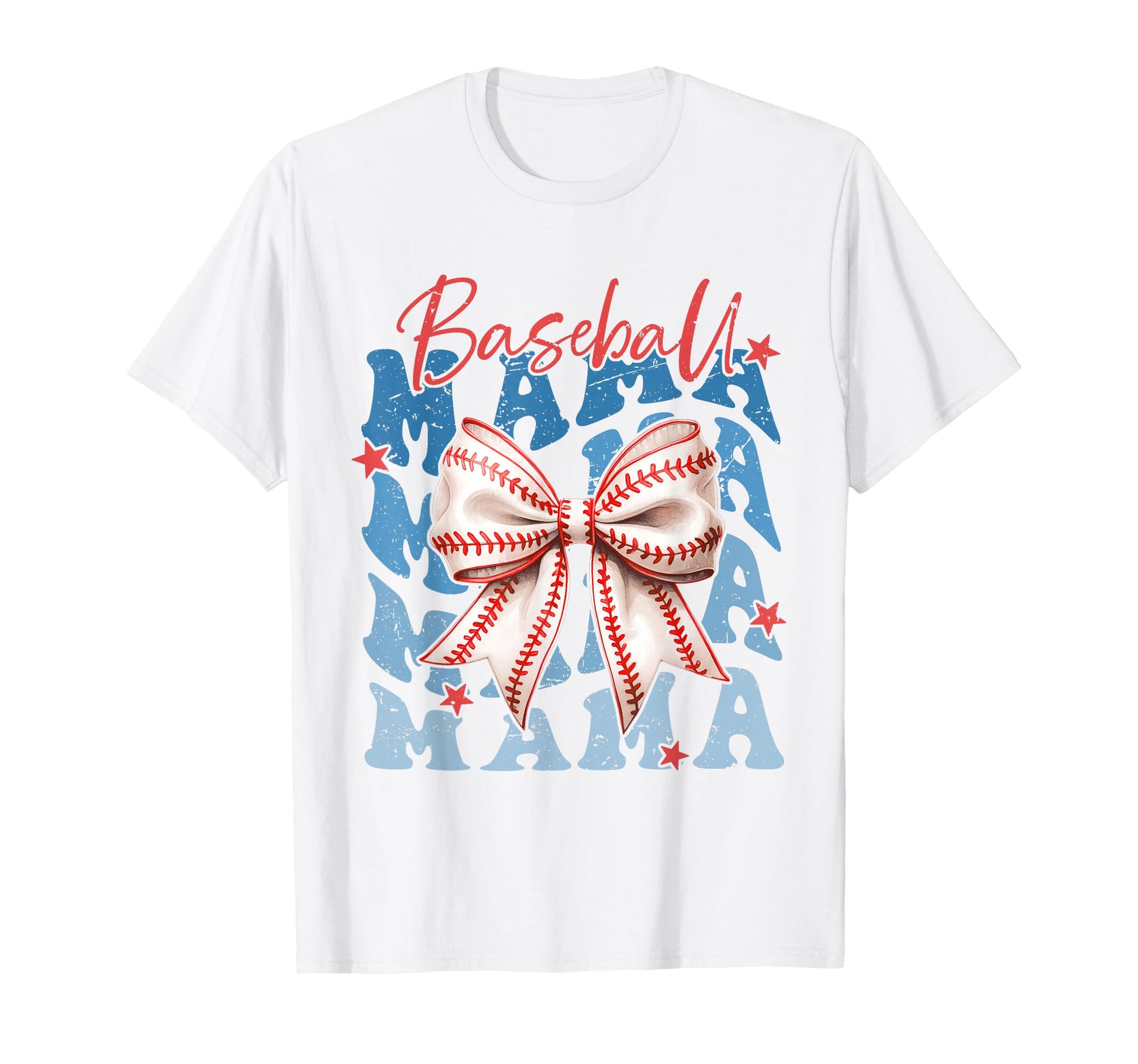 Baseball Mama Bow Stitches Sports T-Shirt - Fun Novelty Design for Adults - T-Shirt, Sweatshirt, Hoodie