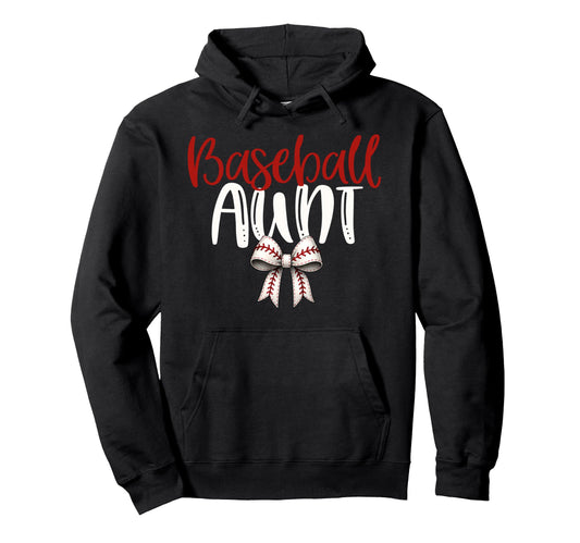 Baseball Aunt Coquette Bow Game Day Hoodie - Aesthetic Graphic for Adults - T-Shirt, Sweatshirt, Hoodie