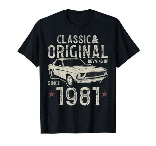 45Th Birthday 1981 Car T-Shirt - Unique Graphic Men Women - T-Shirt, Sweatshirt, Hoodie