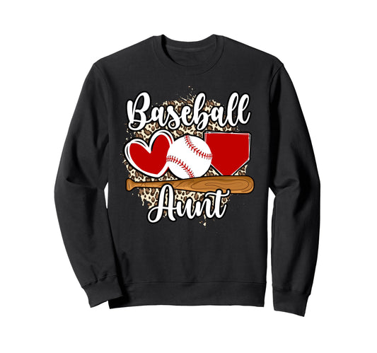 Baseball Aunt Leopard Aunt Sweatshirt - Fun Novelty Design Men Women - T-Shirt, Sweatshirt, Hoodie