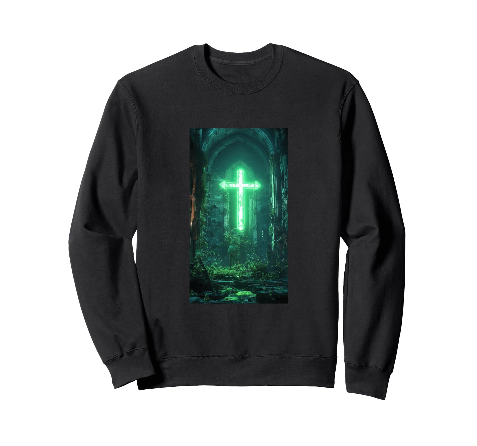 Gothic Cross Grunge Aesthetic Y2K Sweatshirt - Graphic Print for Adults - T-Shirt, Sweatshirt, Hoodie