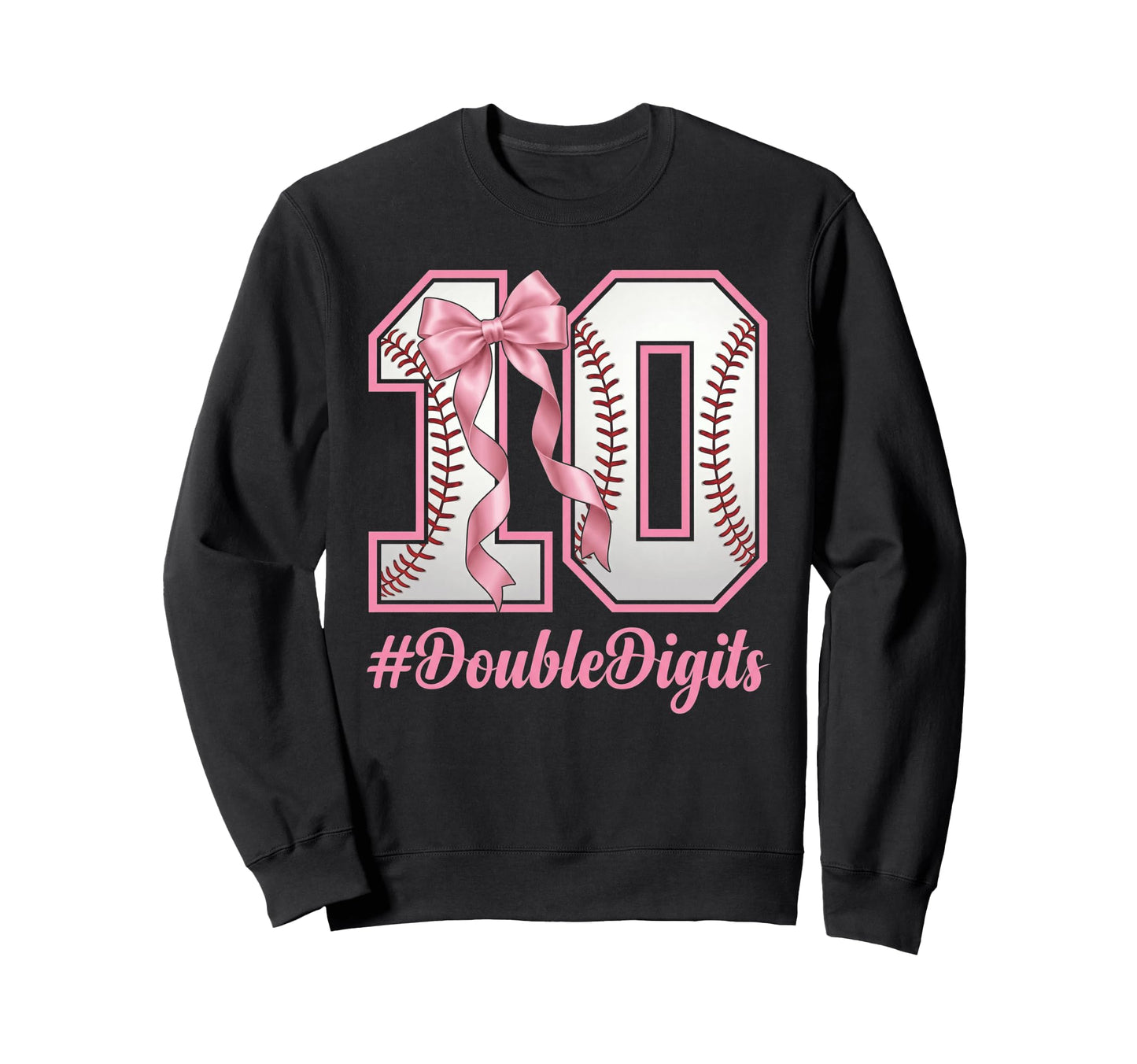 Bow Baseball Double Digits Sweatshirt - Casual Everyday Wear for Adults - T-Shirt, Sweatshirt, Hoodie