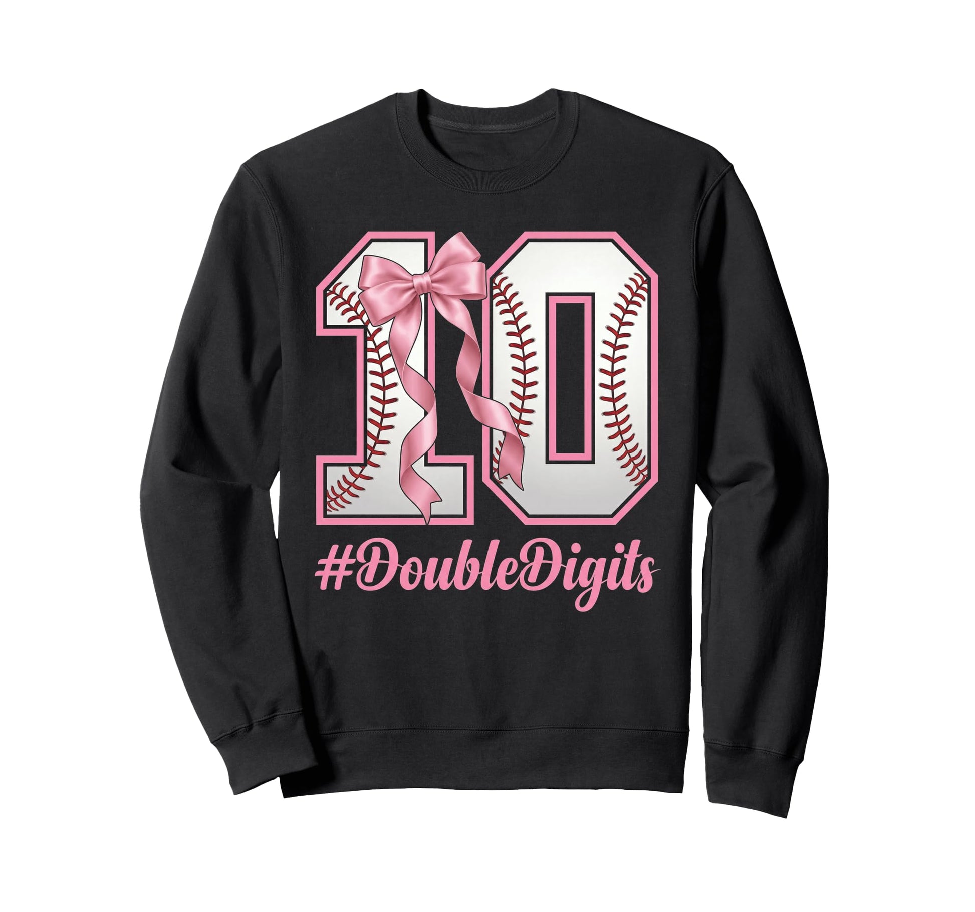 Bow Baseball Double Digits Sweatshirt - Casual Everyday Wear for Adults - T-Shirt, Sweatshirt, Hoodie