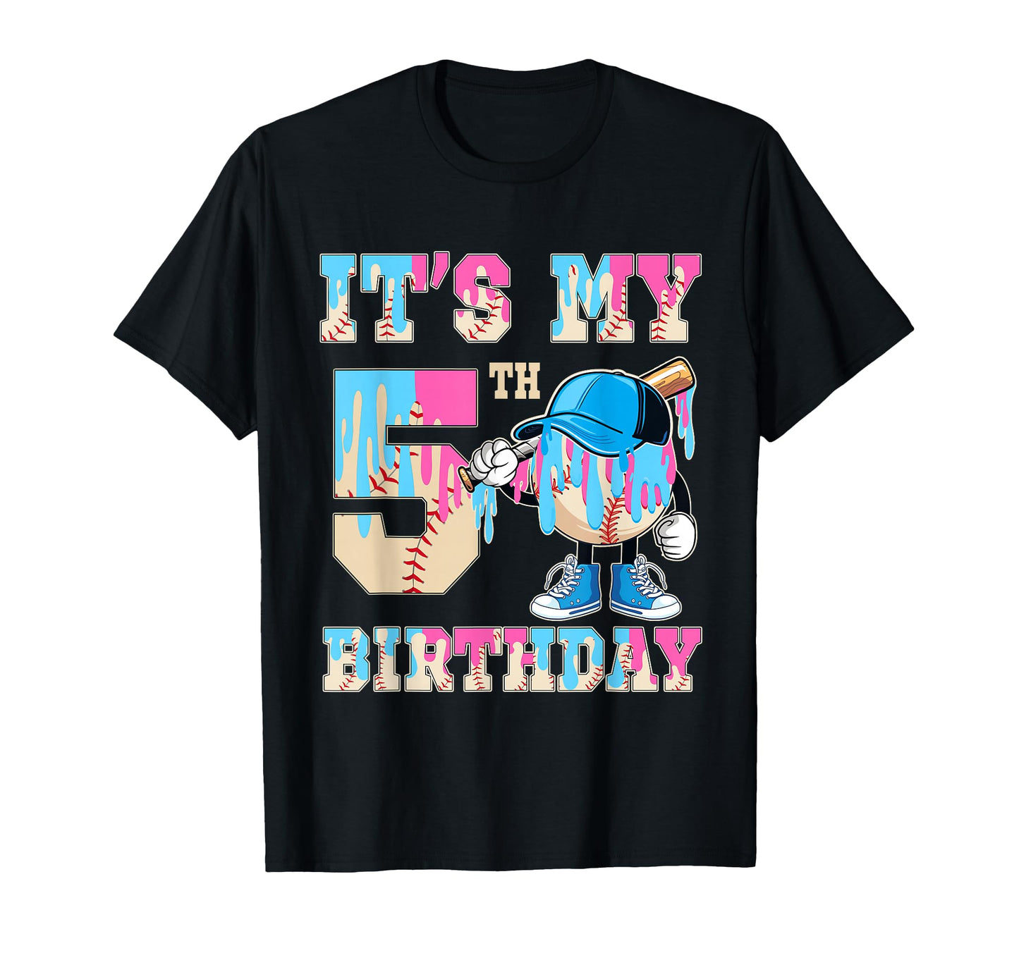 Its My 5Th Birthday Baseball Ice Cream T-Shirt - Unique Graphic for Adults - T-Shirt, Sweatshirt, Hoodie