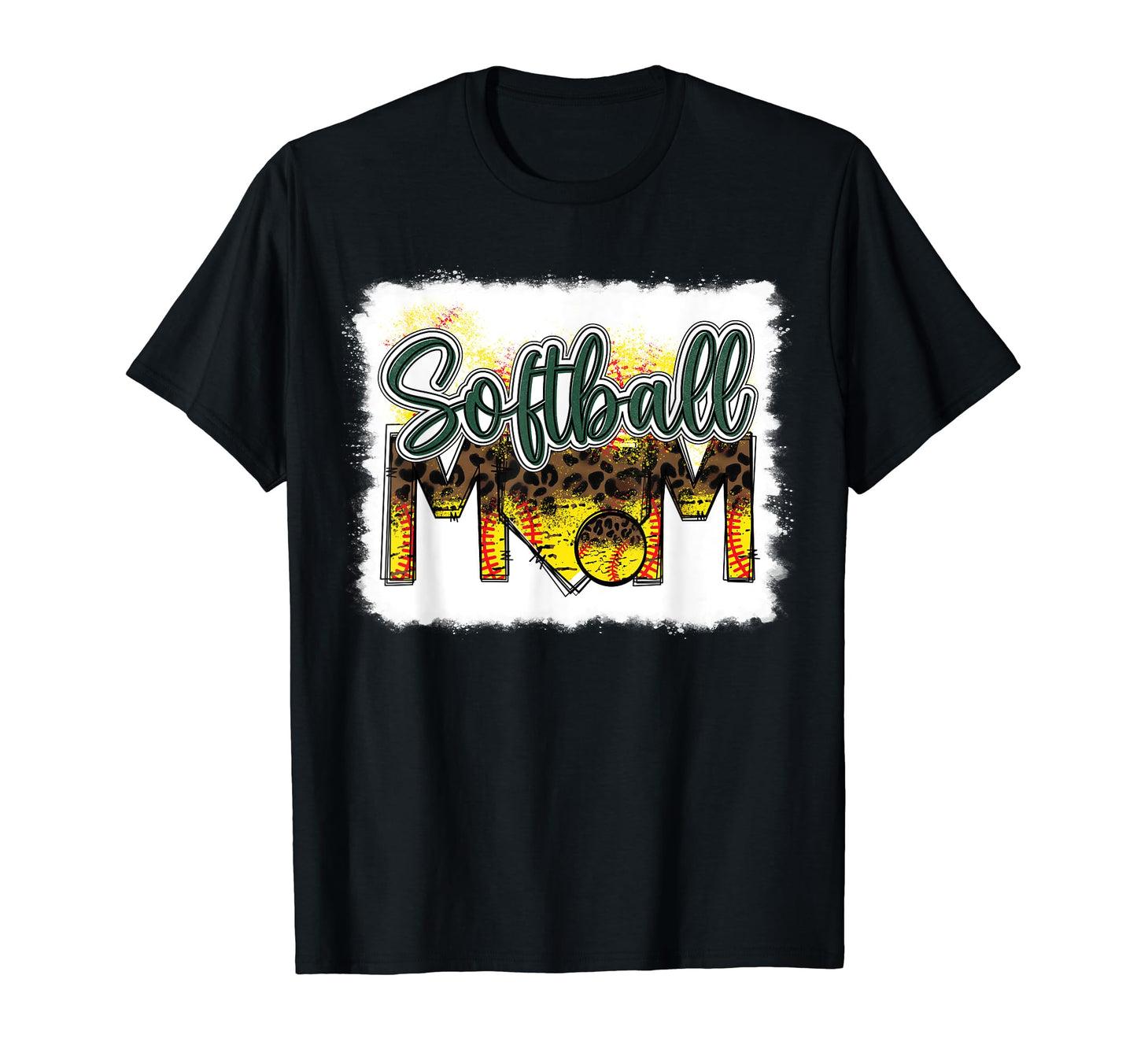 Bleached Softball Mom Leopard Funny T-Shirt - Minimalist Print for Adults - T-Shirt, Sweatshirt, Hoodie