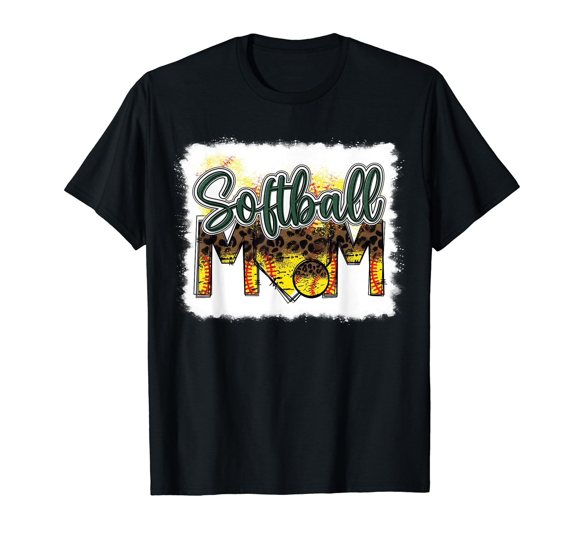 Bleached Softball Mom Leopard Funny T-Shirt - Minimalist Print for Adults - T-Shirt, Sweatshirt, Hoodie