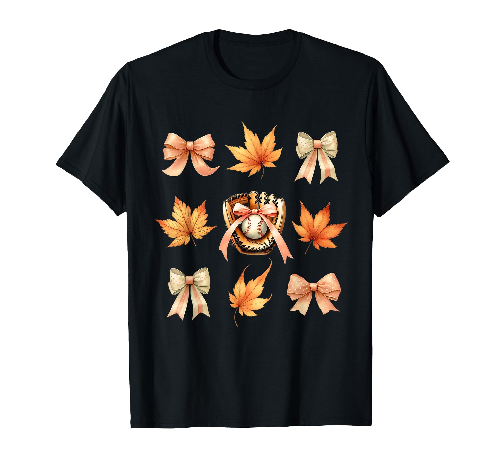 Coquette Bow Baseball Mom Fall T-Shirt - Casual Everyday Wear Men Women - T-Shirt, Sweatshirt, Hoodie