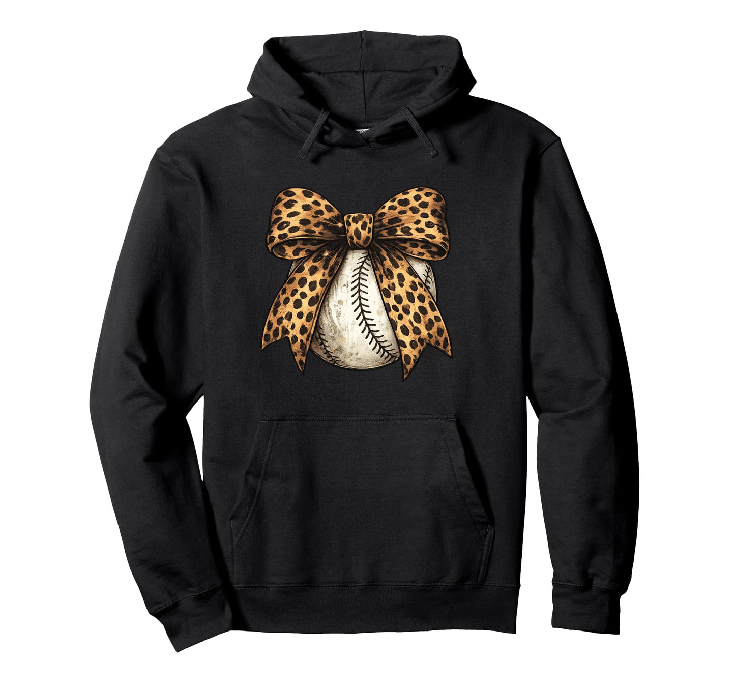 Leopard Baseball Bow Baseball Mom Game Day Hoodie - Novelty Apparel Unisex - T-Shirt, Sweatshirt, Hoodie