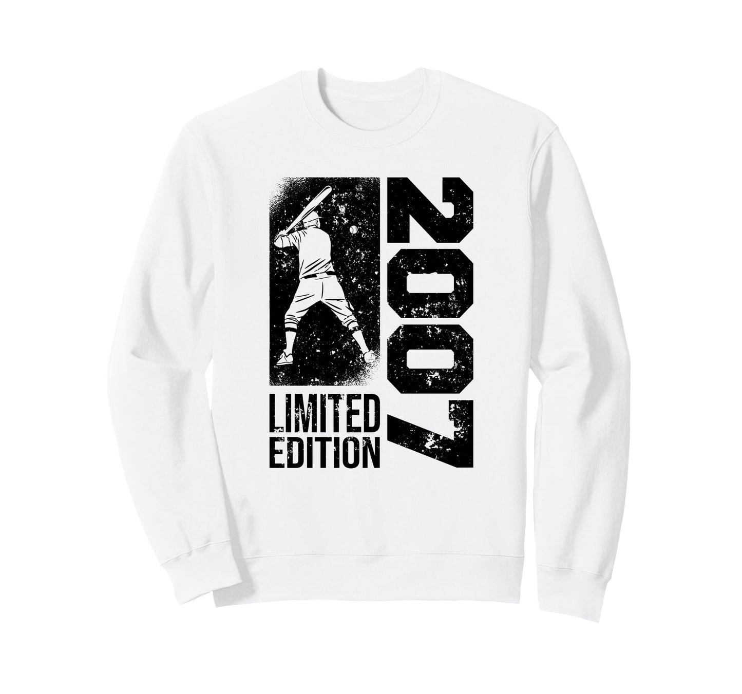 Baseball Player Born 2007 Birthday Sweatshirt - Aesthetic Graphic Unisex - T-Shirt, Sweatshirt, Hoodie